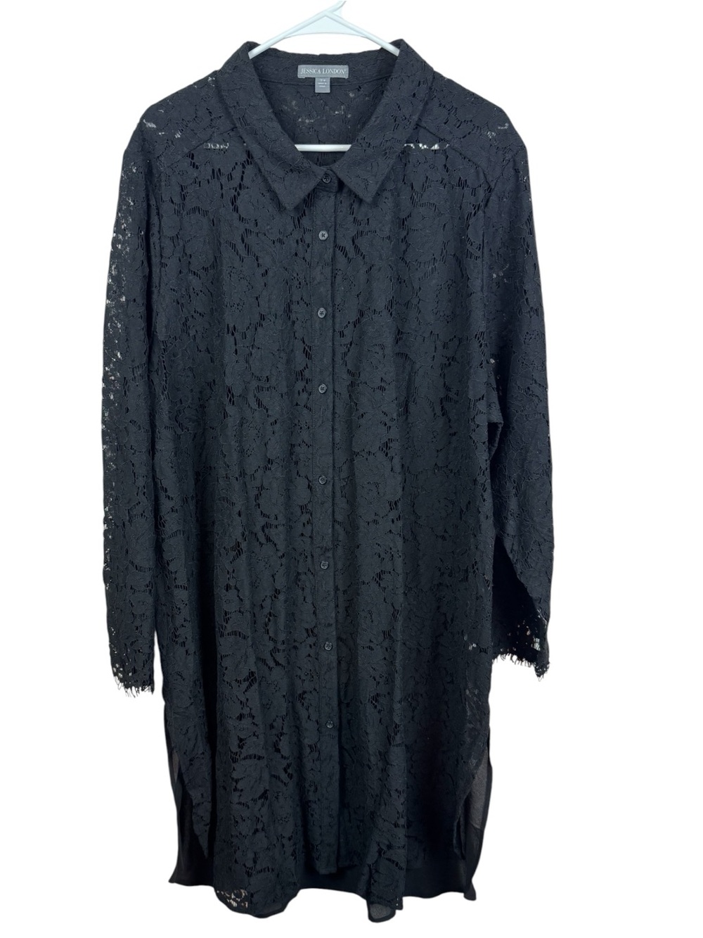 Jessica London button down long sleeve lace tunic/dress shirt 28W